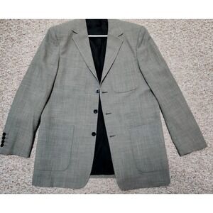 Vintage Ross Graison 100% Virgin Wool Blazer 42 Chest 50rEU Tag Gray Plaid Italy